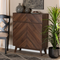 Baxton Studio LV23SC23150WI-Columbia-Shoe Cabinet Hartman Mid-Century Modern Walnut Brown Finished Wood Shoe Cabinetl